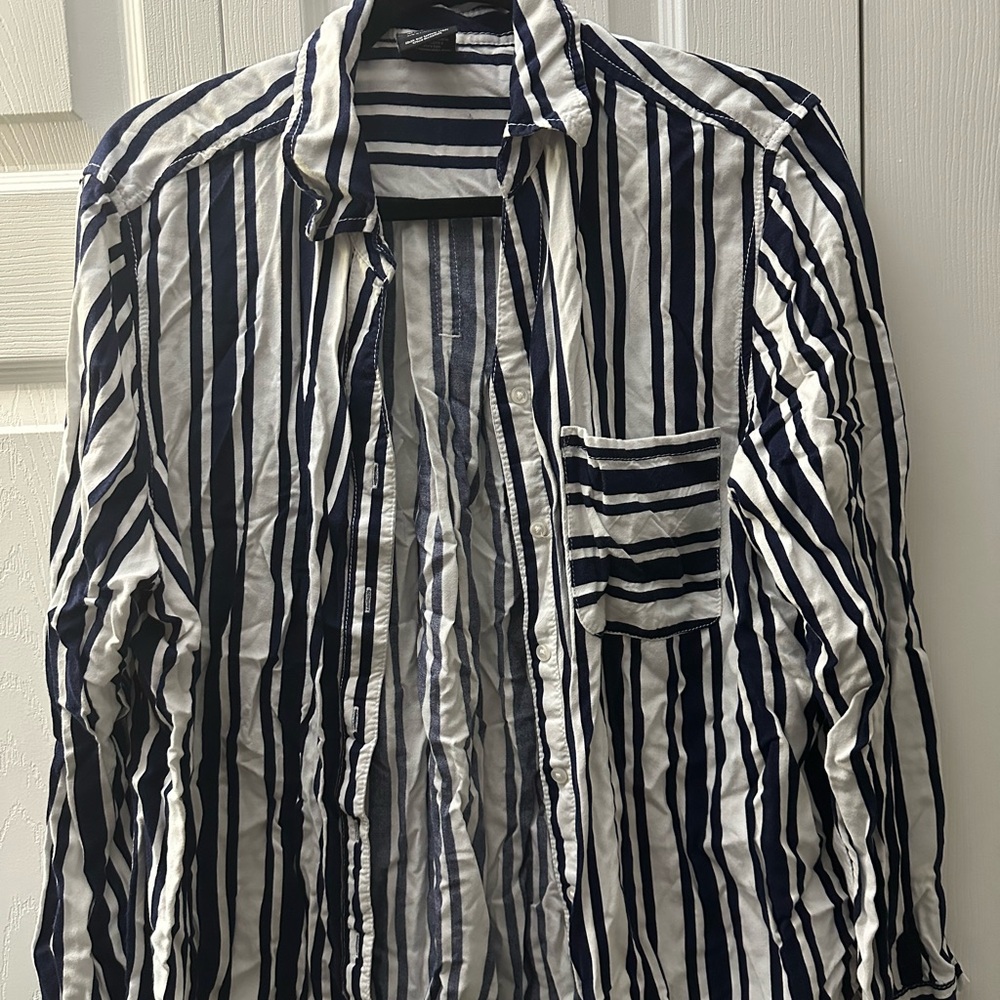 Navy and White Striped Shirt